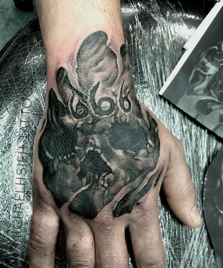 Tattoos - Skull Hand Tattoo - 98936